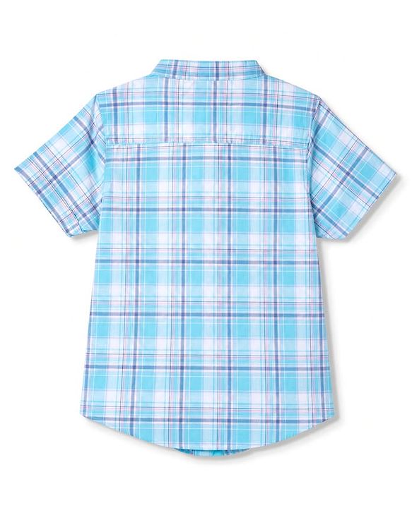 Babyhug 100% Cotton Woven Half Sleeves Checks Shirt & Shorts With Cargo Pocket - Blue & Beige