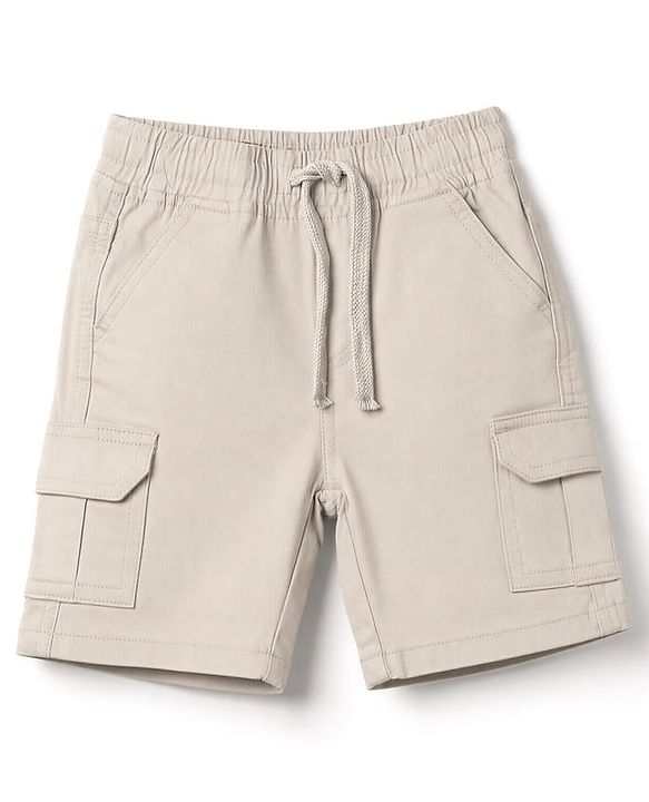 Babyhug 100% Cotton Woven Half Sleeves Checks Shirt & Shorts With Cargo Pocket - Blue & Beige