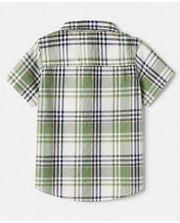 Babyhug 100% Cotton Woven Half Sleeves Shirt and Shorts with Checks - Green