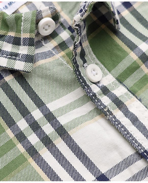 Babyhug 100% Cotton Woven Half Sleeves Shirt and Shorts with Checks - Green