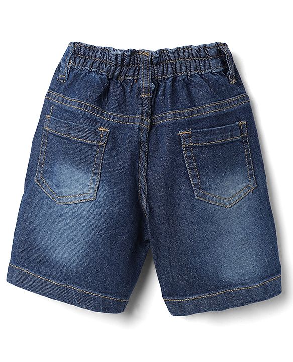 Babyhug Cotton Woven Denim Half Sleeves Checked Shirt and Shorts Set - Green & Blue