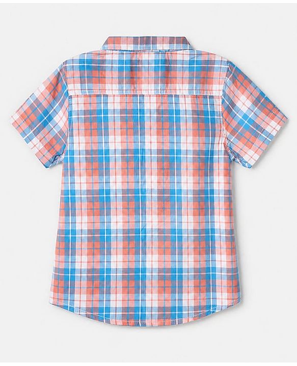Babyhug 100% Cotton Woven Half Sleeves Shirt and Shorts with Checks - Beige