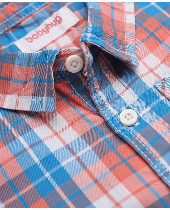 Babyhug 100% Cotton Woven Half Sleeves Shirt and Shorts with Checks - Beige