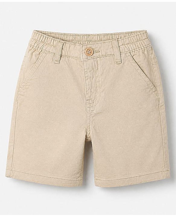 Babyhug 100% Cotton Woven Half Sleeves Shirt and Shorts with Checks - Beige