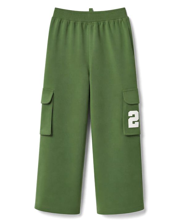 Pine Kids Cotton Knit Full Length Striped Lounge & Track Pant With Side Pockets - Olive Green