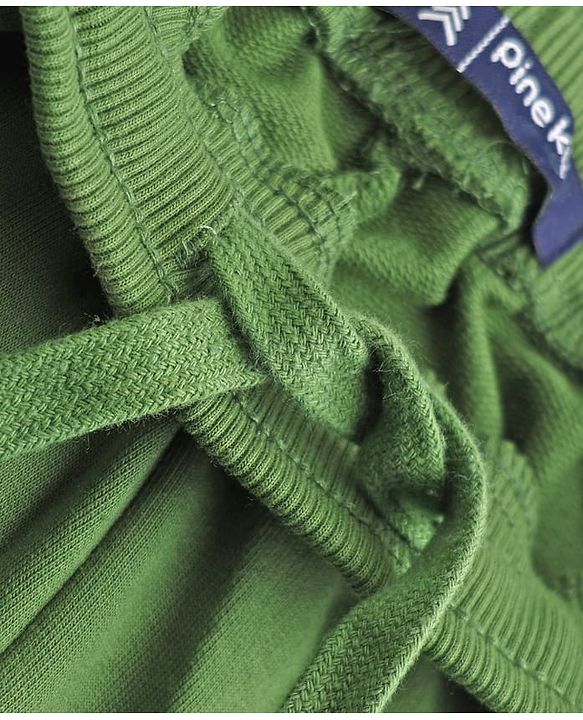 Pine Kids Cotton Knit Full Length Striped Lounge & Track Pant With Side Pockets - Olive Green