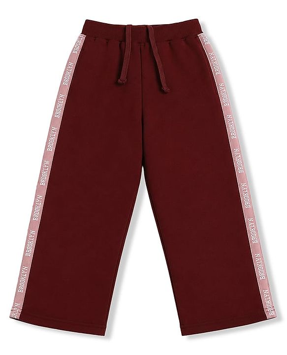 Pine Kids Knit Full Length Track Pant With Side Tape Detailing - Wine