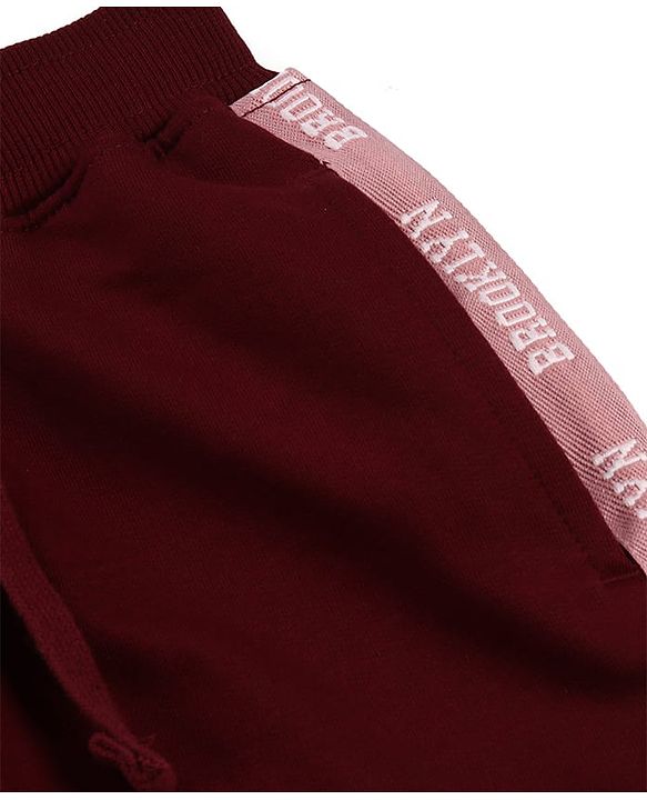 Pine Kids Knit Full Length Track Pant With Side Tape Detailing - Wine