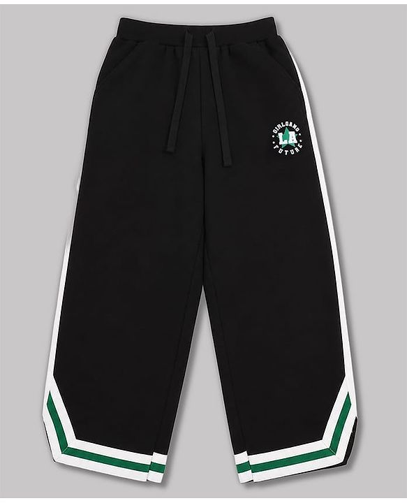Pine Kids Knit Full Length Track Pant With Side Tape Detailing - Black