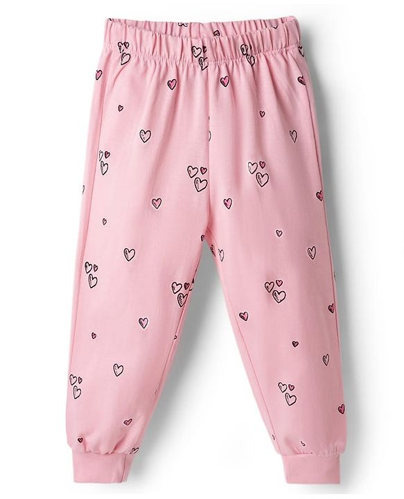 Babyhug Disney 100% Cotton Knit Full Sleeves T-Shirt & Pyjama Night Suit With Winnie The Pooh Graphic - Light Pink