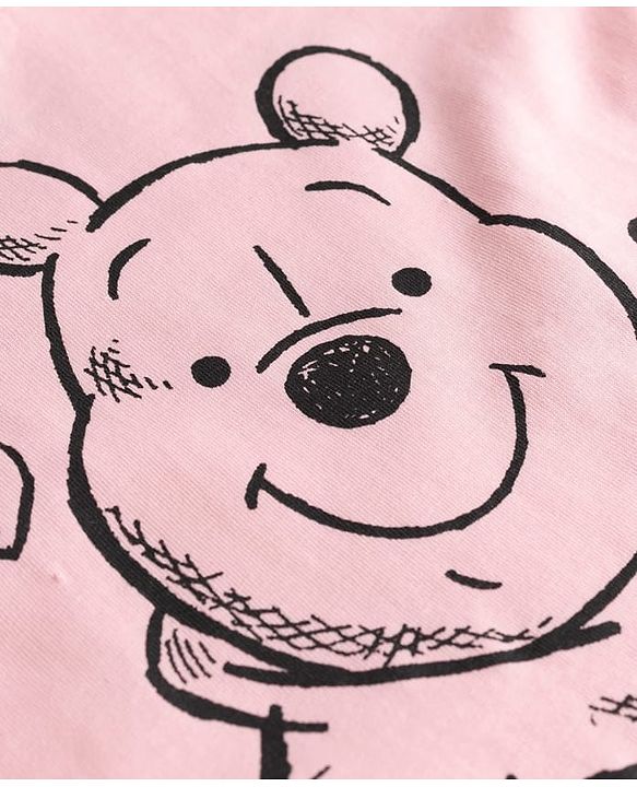 Babyhug Disney 100% Cotton Knit Full Sleeves T-Shirt & Pyjama Night Suit With Winnie The Pooh Graphic - Light Pink