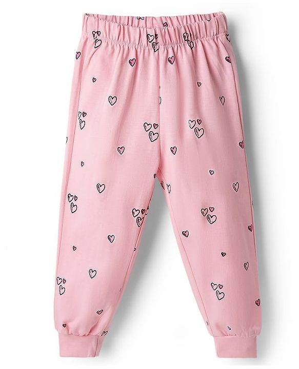 Babyhug Disney 100% Cotton Knit Full Sleeves T-Shirt & Pyjama Night Suit With Winnie The Pooh Graphic - Light Pink