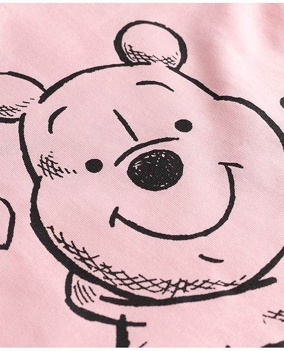 Babyhug Disney 100% Cotton Knit Full Sleeves T-Shirt & Pyjama Night Suit With Winnie The Pooh Graphic - Light Pink