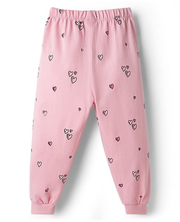 Babyhug Disney 100% Cotton Knit Full Sleeves T-Shirt & Pyjama Night Suit With Winnie The Pooh Graphic - Light Pink