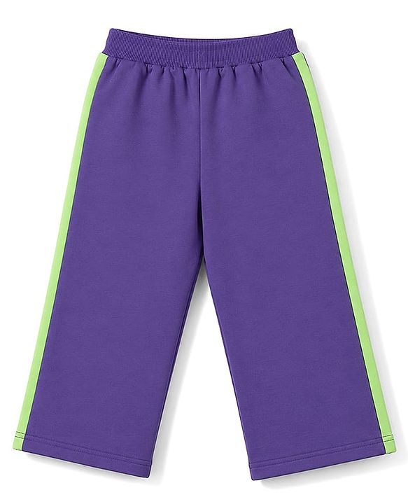 Pine Kids Knit Full Length Track Pant Solid Colour- Purple
