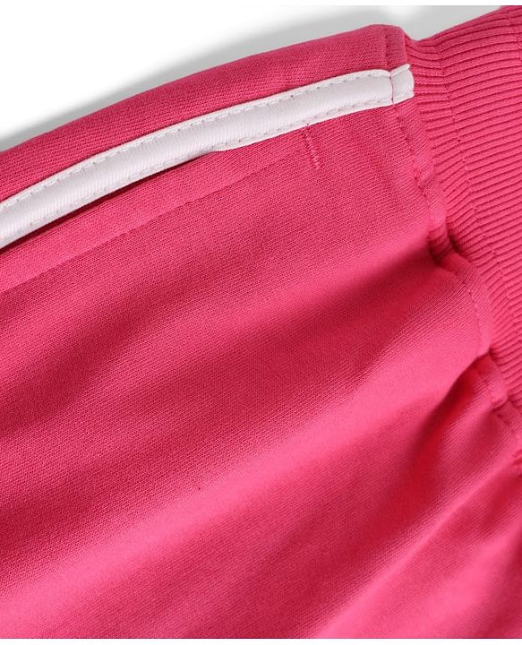 Pine Kids Knit Full Length Solid Lounge Pant With Tape Detailing - Dark Pink