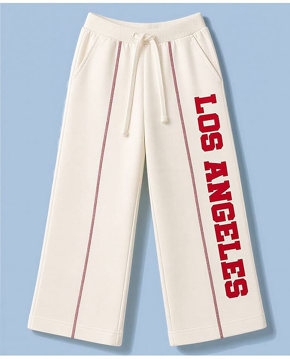 Pine Kids Knit Full Length Text Printed Lounge Pant - OffWhite