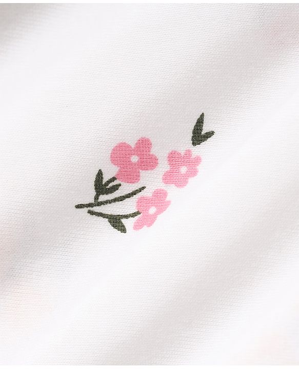 Pine Kids Cotton Knit Tops with Full Sleeves and Floral Print in White
