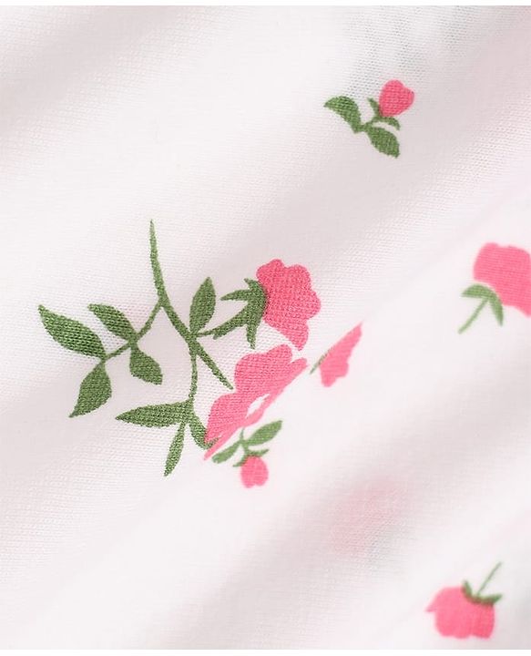 Pine Kids Cotton Knit Top with Flutter Sleeves and Floral Print - White