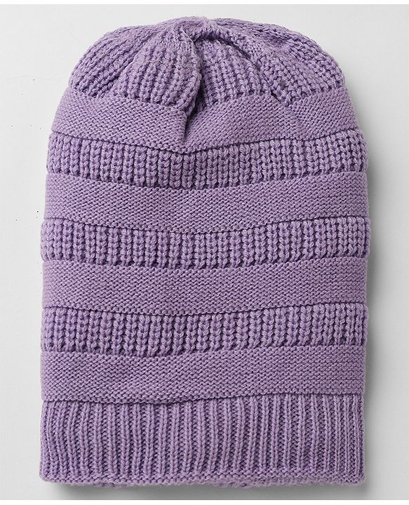 Pine Kids Knit Woollen Caps and Sets With Cable Knit Design in Lilac - Diameter 15 cm
