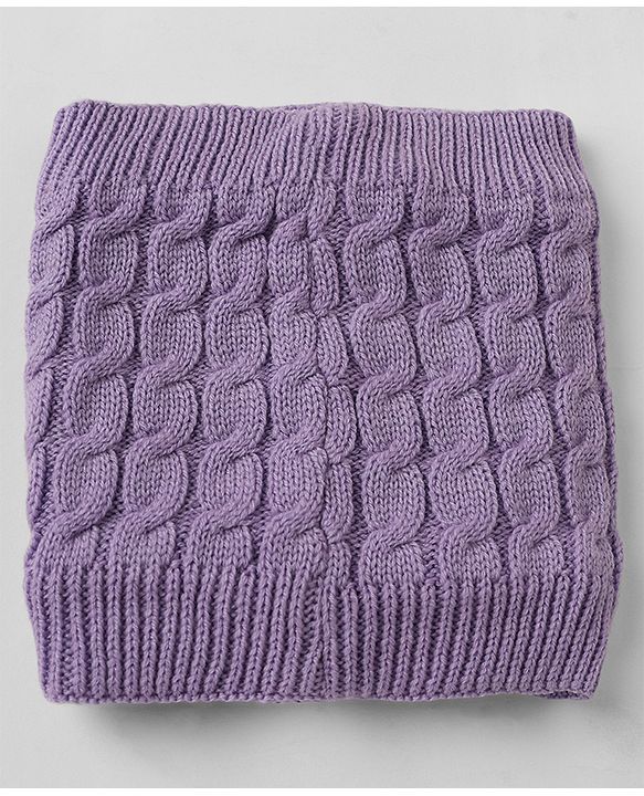 Pine Kids Knit Woollen Caps and Sets With Cable Knit Design in Lilac - Diameter 15 cm