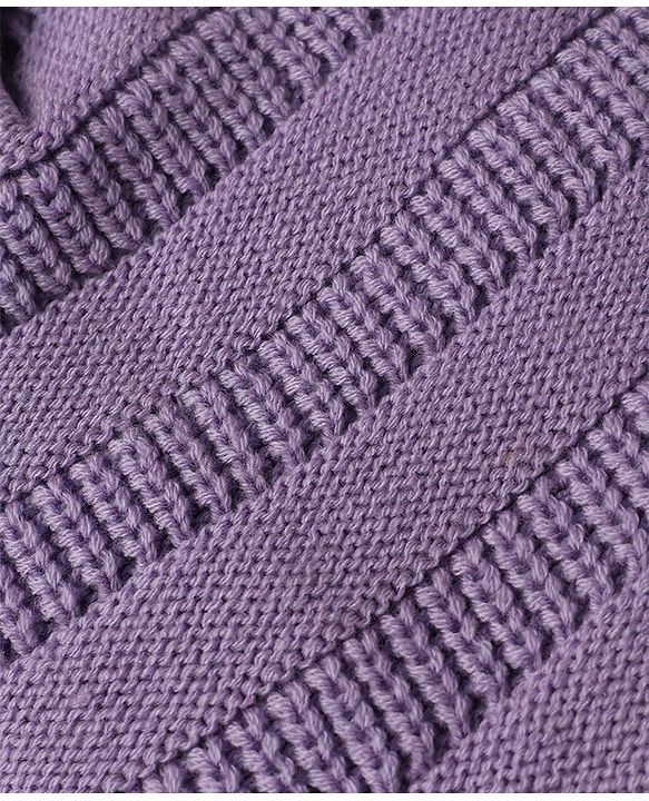 Pine Kids Knit Woollen Caps and Sets With Cable Knit Design in Lilac - Diameter 15 cm
