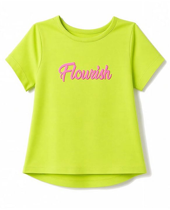 Pine Kids Cotton Knit Half Sleeves Floral Printed T-Shirt & Capri Night Suit - Lemon