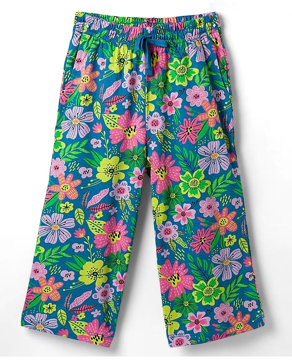Pine Kids Cotton Knit Half Sleeves Floral Printed T-Shirt & Capri Night Suit - Lemon