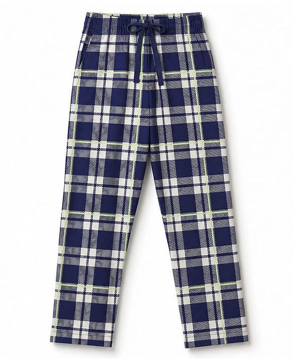 Pine Kids Cotton Knit Half Sleeves T-Shirt & Checked Pyjama Night Suit - Blue