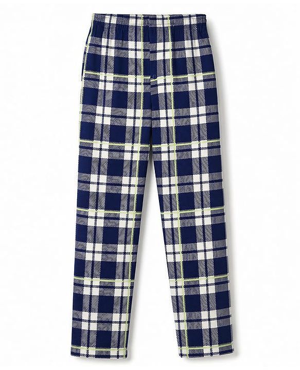 Pine Kids Cotton Knit Half Sleeves T-Shirt & Checked Pyjama Night Suit - Blue