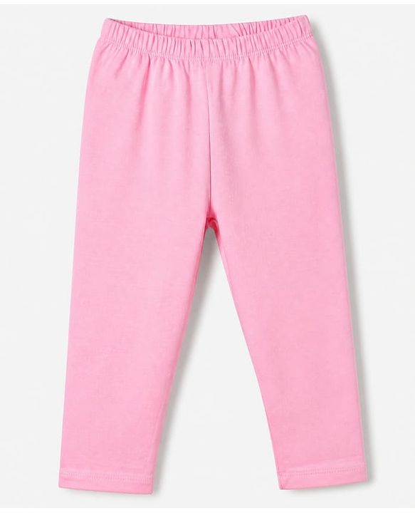 Babyhug Cotton Lycra Elastane Knit Full Length Solid Leggings Pack of 3 - Red, Pink & Peach