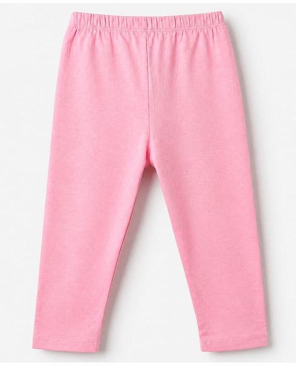 Babyhug Cotton Lycra Elastane Knit Full Length Solid Leggings Pack of 3 - Red, Pink & Peach