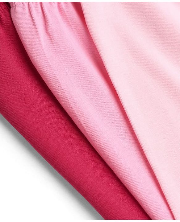 Babyhug Cotton Lycra Elastane Knit Full Length Solid Leggings Pack of 3 - Red, Pink & Peach