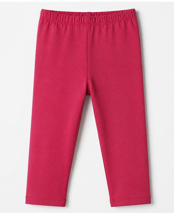 Babyhug Cotton Lycra Elastane Knit Full Length Solid Leggings Pack of 3 - Red, Pink & Peach
