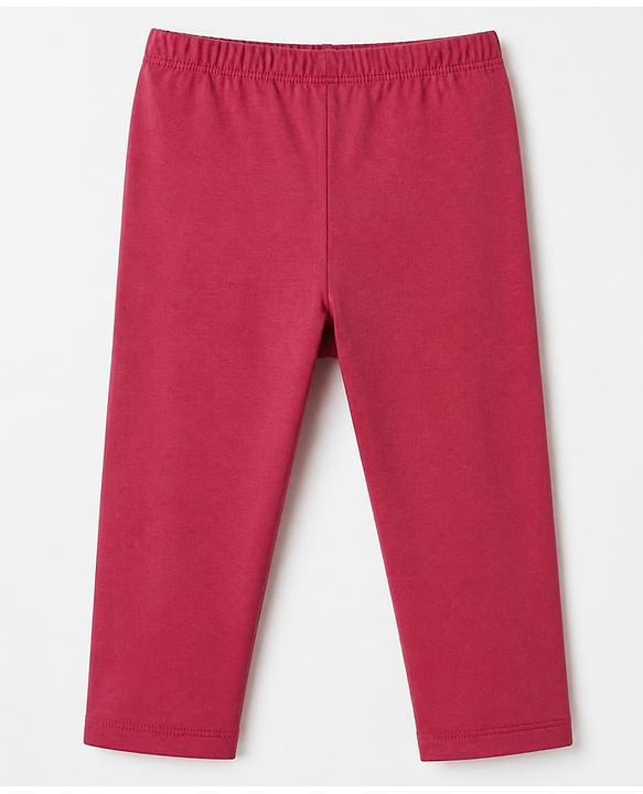 Babyhug Cotton Lycra Elastane Knit Full Length Solid Leggings Pack of 3 - Red, Pink & Peach