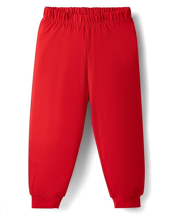 Babyhug Disney Single Jersey Knit Full Sleeves T-Shirt & Pyjama Night Suit with Mickey Mouse Graphics -  Blue & Red