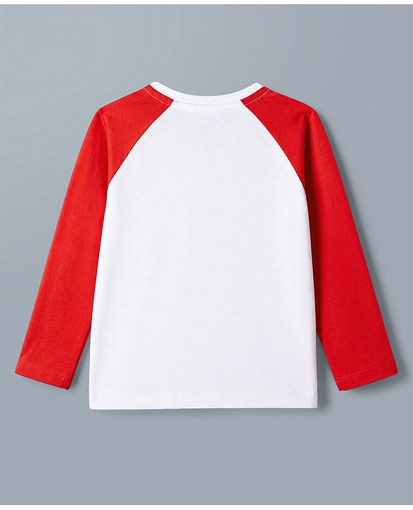 Babyhug Disney Single Jersey Knit Full Sleeve T Shirt Pyjama Night Suit With Mickey Mouse Graphic in Red