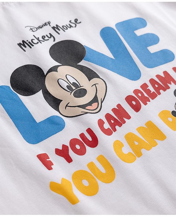 Babyhug Disney Single Jersey Knit Full Sleeve T Shirt Pyjama Night Suit With Mickey Mouse Graphic in Red