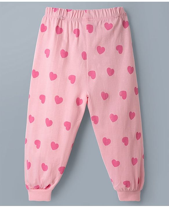 Babyhug Disney 100% Cotton Knit Full Sleeves T-Shirt & Pyjama Night Suit With Minnie Mouse & Friends Graphic - White & Pink