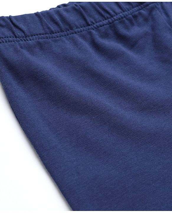 Babyhug Cotton Elastane Lycra Knit Full Length Solid Leggings in Navy Blue