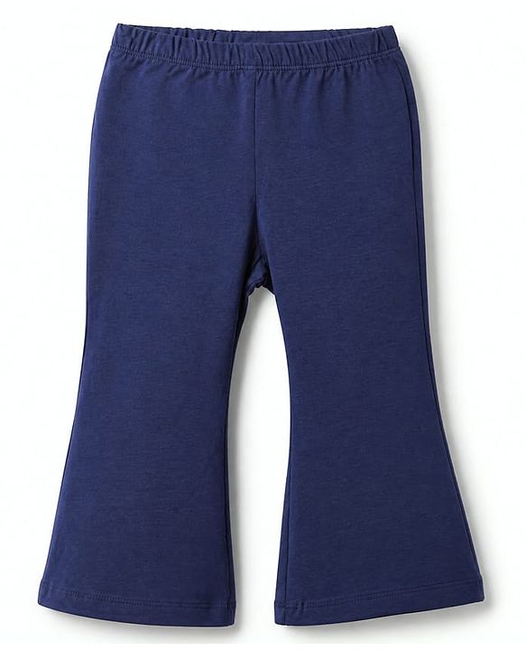 Babyhug Cotton Elastane Lycra Knit Full Length Solid Leggings in Navy Blue