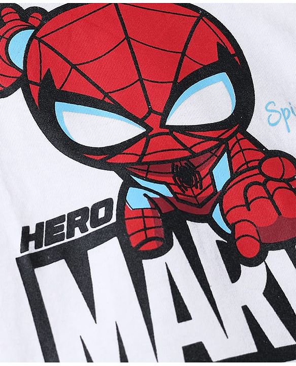 Babyhug Marvel Single Jersey Knit Full Sleeves T-Shirt & Pyjama Night Suit with Spider - Man Graphics - Red