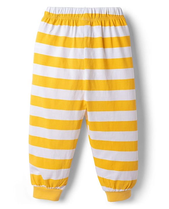 Babyhug Disney Single Jersey Knit Full Sleeves T-Shirt & Pyjama Night Suit with The Lion King Graphics - Yellow & Navy Blue