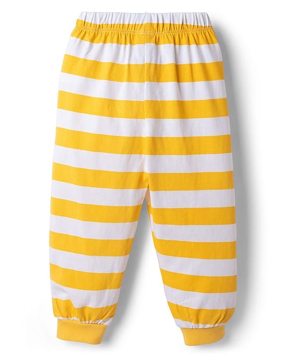 Babyhug Disney Single Jersey Knit Full Sleeves T-Shirt & Pyjama Night Suit with The Lion King Graphics - Yellow & Navy Blue