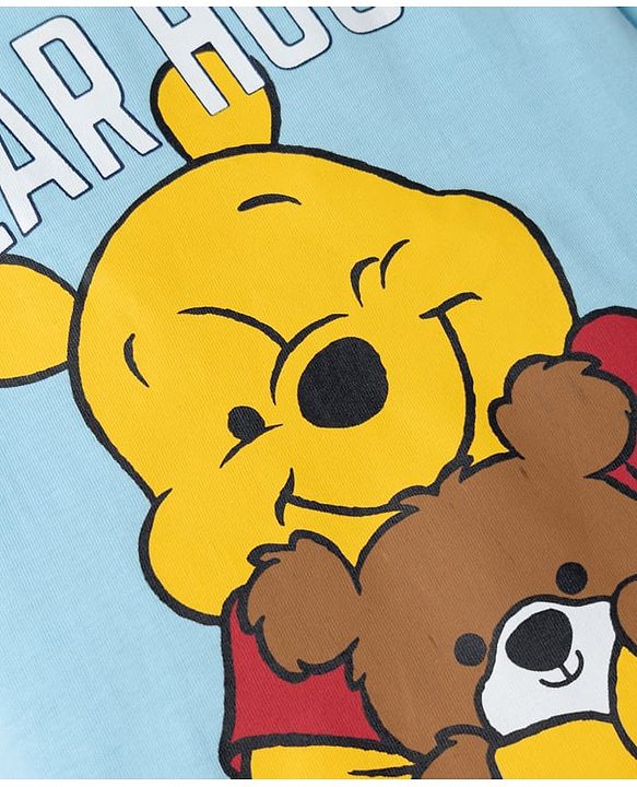 Babyhug Disney Single Jersey Knit Full Sleeves T-Shirt & Pyjama Night Suit with Winnie the Pooh Graphic - Sky Blue
