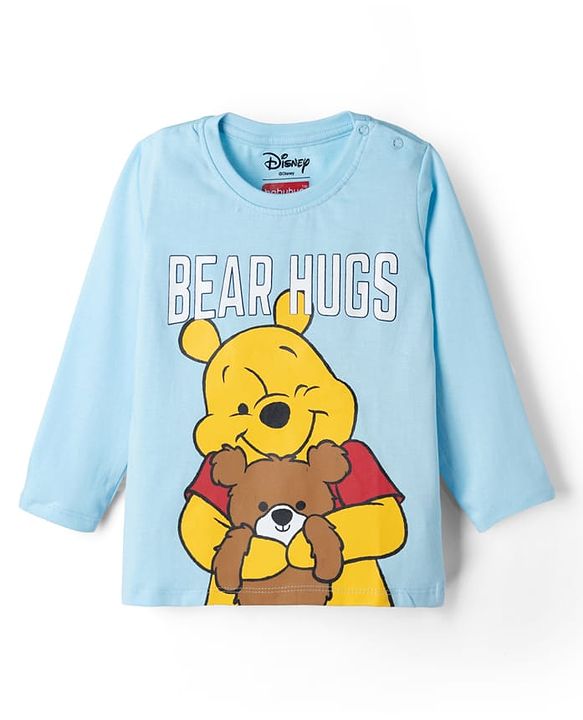 Babyhug Disney Single Jersey Knit Full Sleeves T-Shirt & Pyjama Night Suit with Winnie the Pooh Graphic - Sky Blue