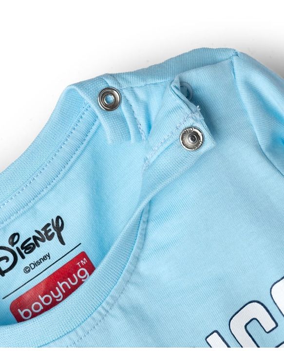 Babyhug Disney Single Jersey Knit Full Sleeves T-Shirt & Pyjama Night Suit with Winnie the Pooh Graphic - Sky Blue