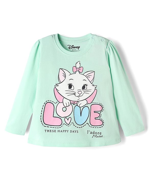 Babyhug Disney Single Jersey Knit Full Sleeves T-Shirt & Pyjama Night Suit With Marie Graphic - Pink & Light Green