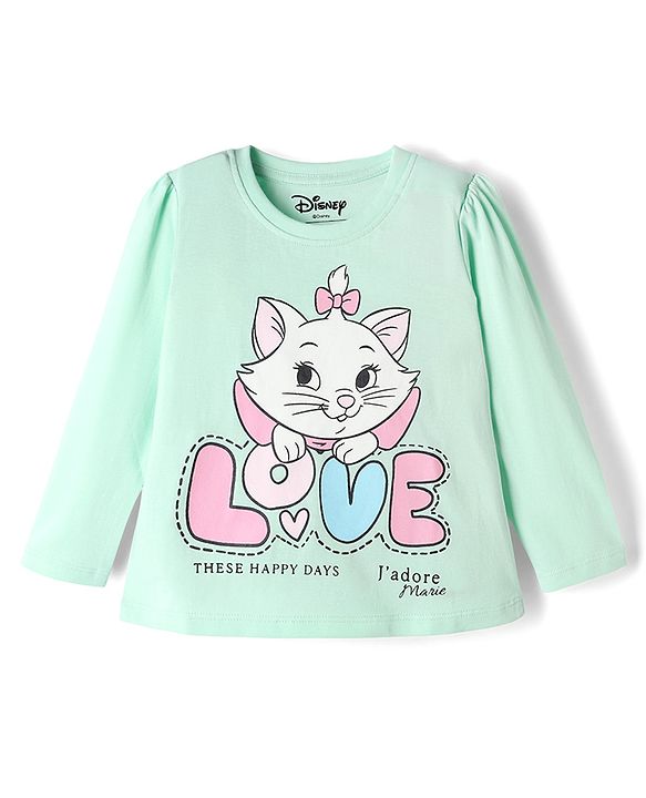 Babyhug Disney Single Jersey Knit Full Sleeves T-Shirt & Pyjama Night Suit With Marie Graphic - Pink & Light Green