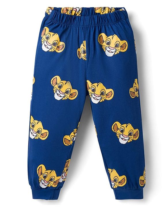 Babyhug Disney Single Jersey Knit Full Sleeves T-Shirt & Pyjama Night Suit with The Lion King Graphics - Blue